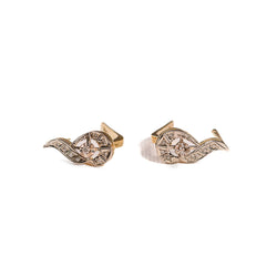 Boucles d'oreilles dormeuses diamants en or jaune et platine