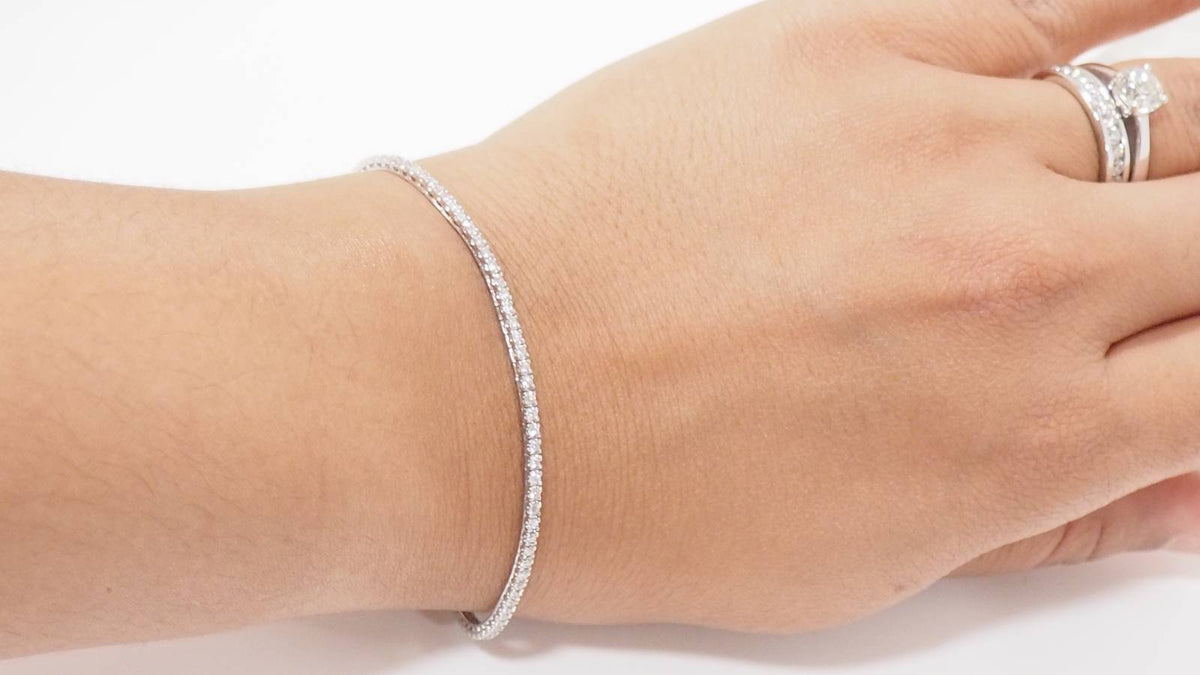 Bracelet rivière en or blanc et diamants 1ct
