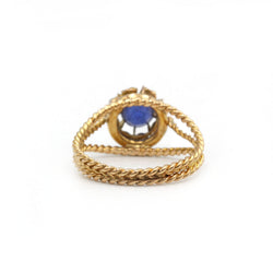 Bague - Or jaune, saphir et diamants