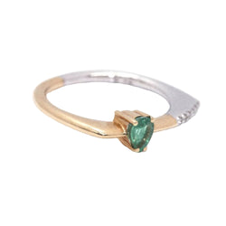Bague Solitaire en or blanc, or rose, émeraude et diamants