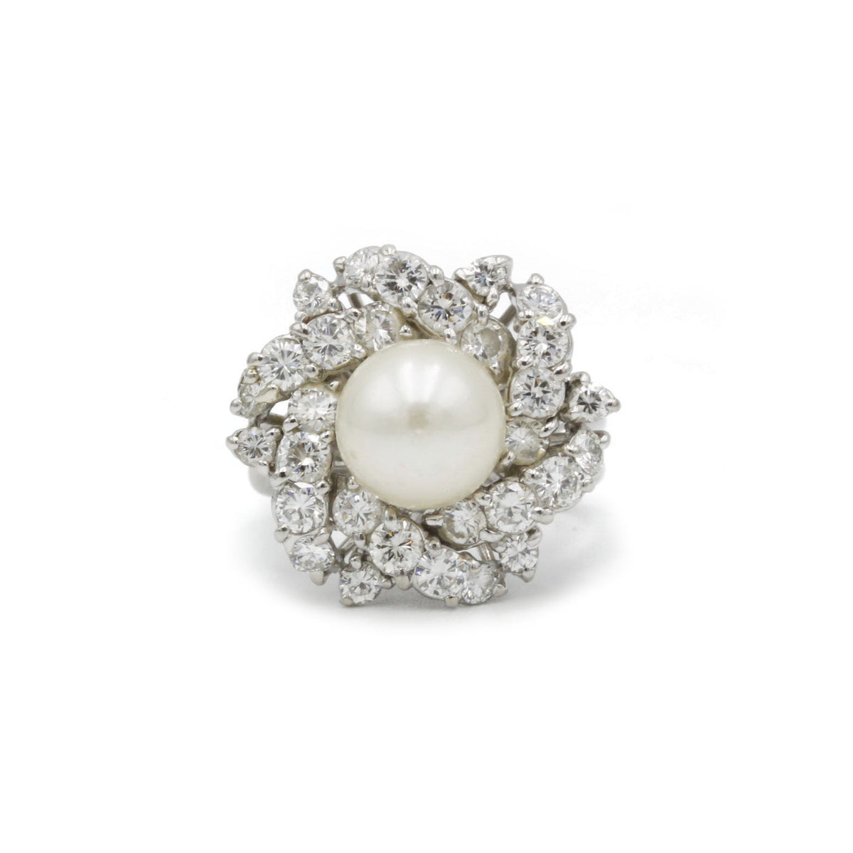 Bague - Platine, Diamants & Perle
