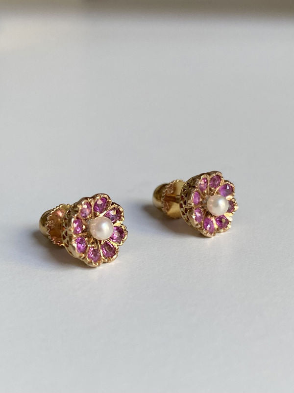 Boucle d'oreilles anciennes de travail Portugais en or jaune 19,2k