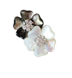 Bague Double Fleur nacre et diamants