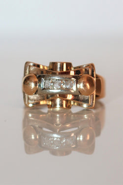 Bague Rétro Or Jaune Et Roses