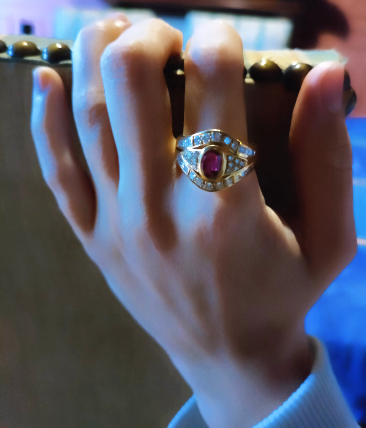 Bague Rubis Diamants Sur Or Jaune