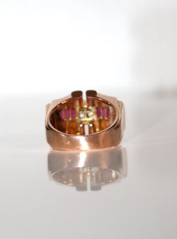 Bague Tank rubis diamants