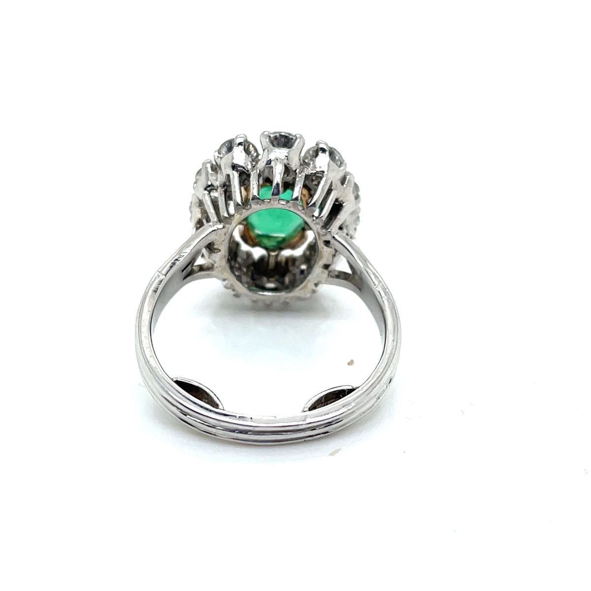 Bague Marguerite Emeraude Diamants Or Blanc Platine