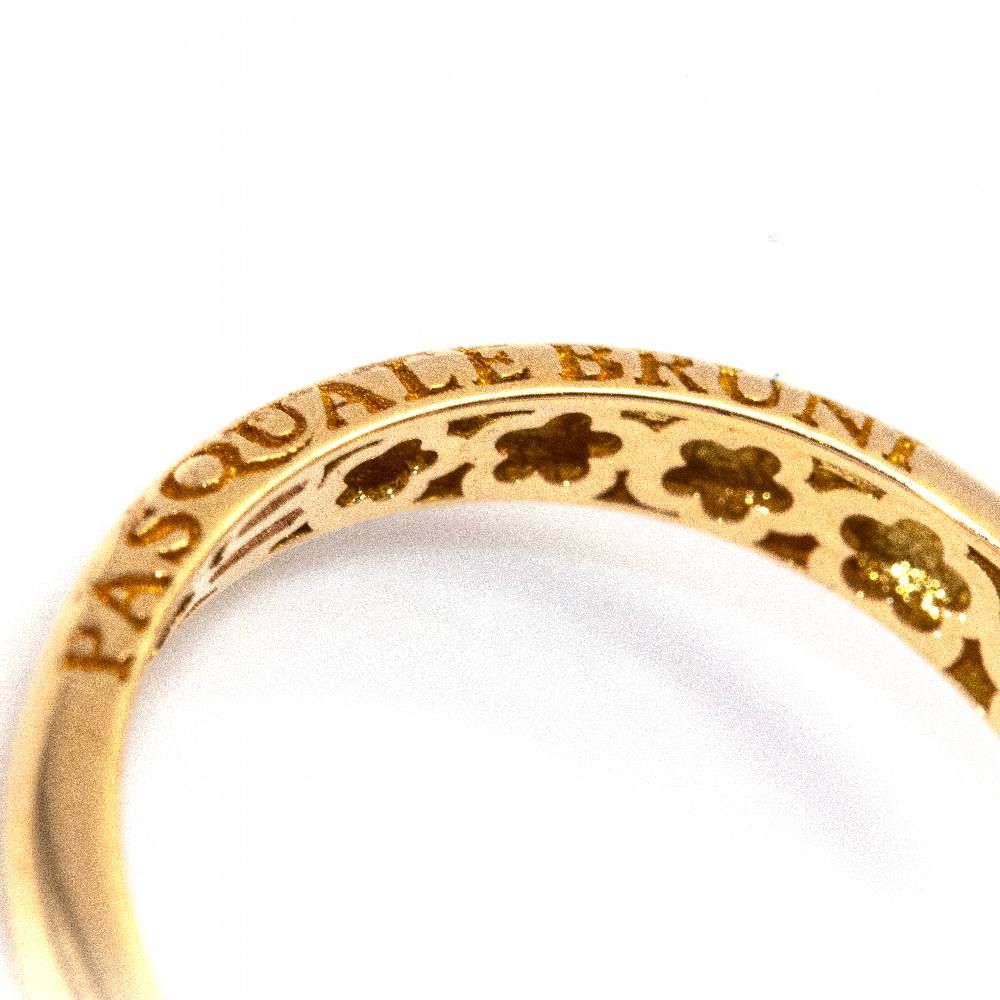Bague Jonc PASQUALE BRUNI Fleur blanche en or jaune et quartz
