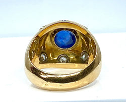 Bague en or jaune 18 carats, saphir 5,10 carats Ceylan non chauffé et diamants