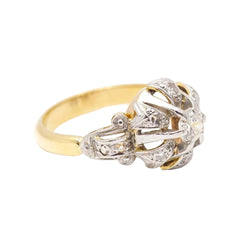 Bague Belle Époque en or, platine et diamants. Deuxième main