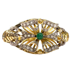 PULSERA ESTILO RETRO ÉPOCA 1945 de ORO 18 kts con DIAMANTES y ESMERALDA