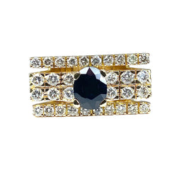 Importante bague en or jaune 18 carats en diamants et saphir