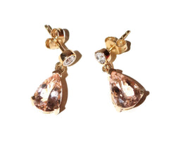 Paire De Boucles d'Oreilles Morganites Et Diamants