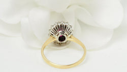Bague Entourage E En Or Jaune, Rubis Et Diamants