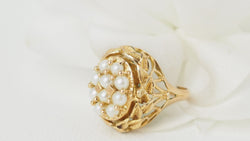 Bague Basculante En Or Jaune, Perles Et Amazonite