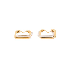 Boucles d'oreilles créoles carrées en or jaune et or blanc
