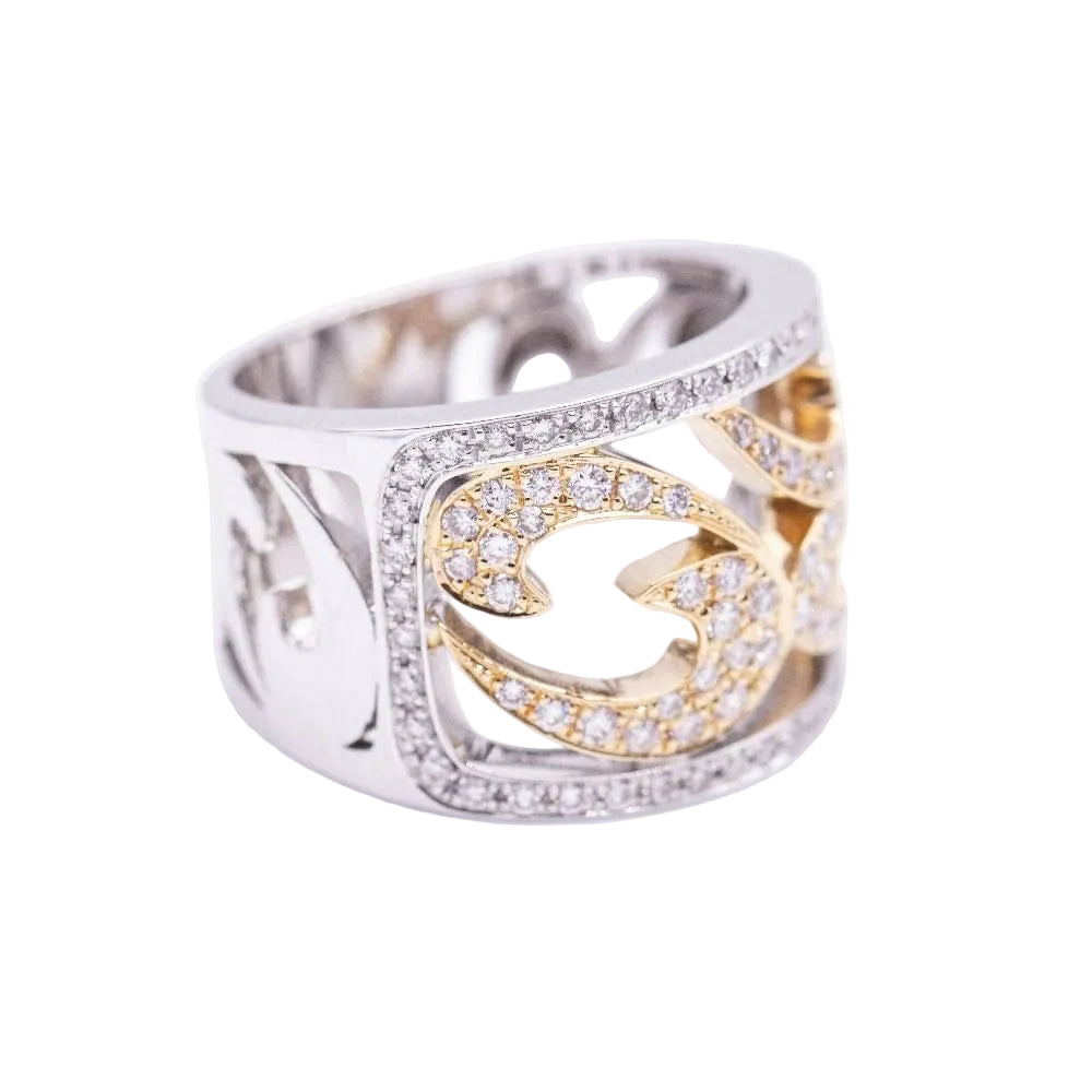Bague en or blanc et rose avec diamants d'occasion
