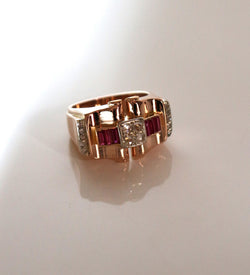 Bague Tank rubis diamants