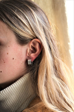 Chimento Boucles Pour Oreilles Percées Vintage En Or Blanc