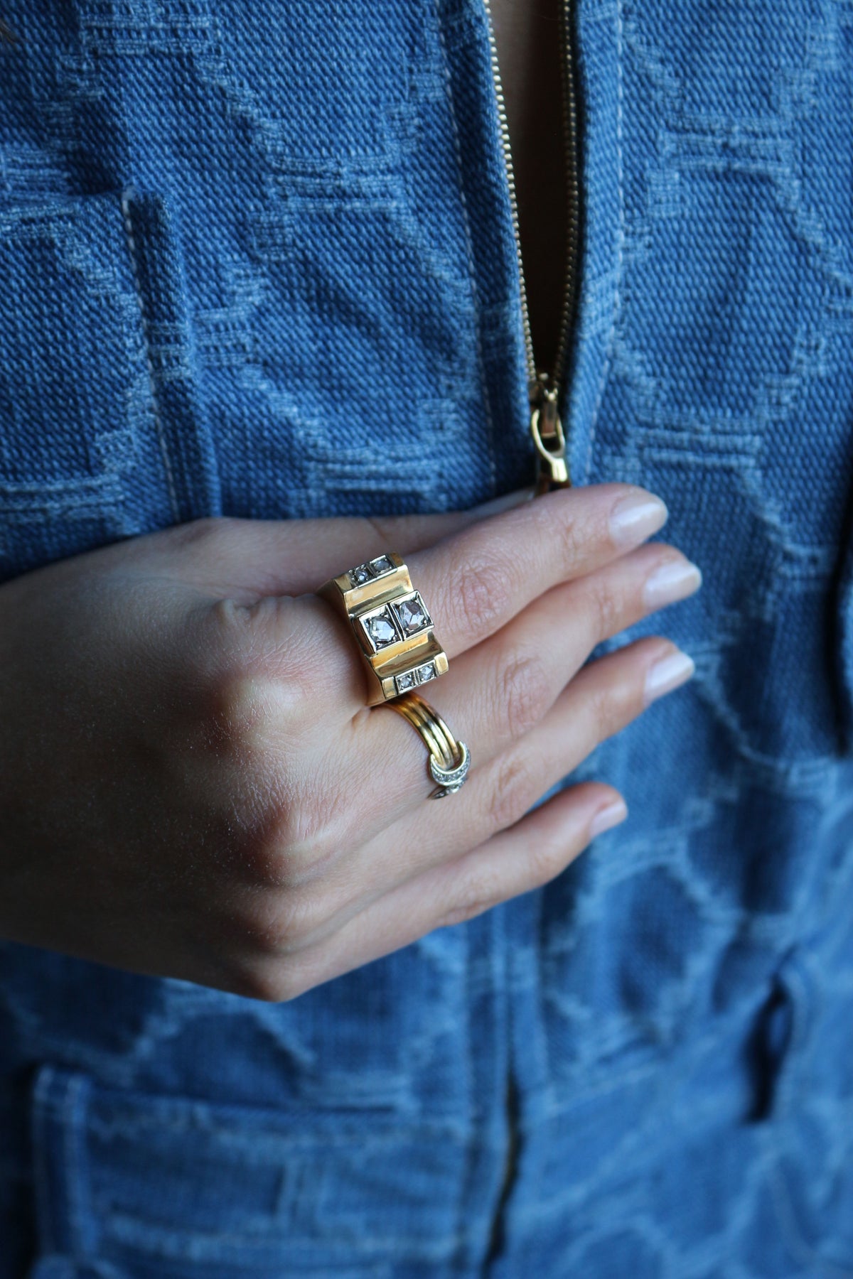 Bague Tank Diamants Taille Rose