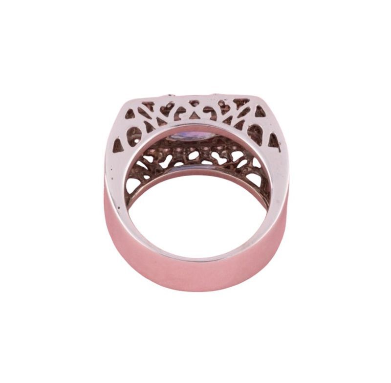 Bague Tank en or blanc 18k saphir et diamants