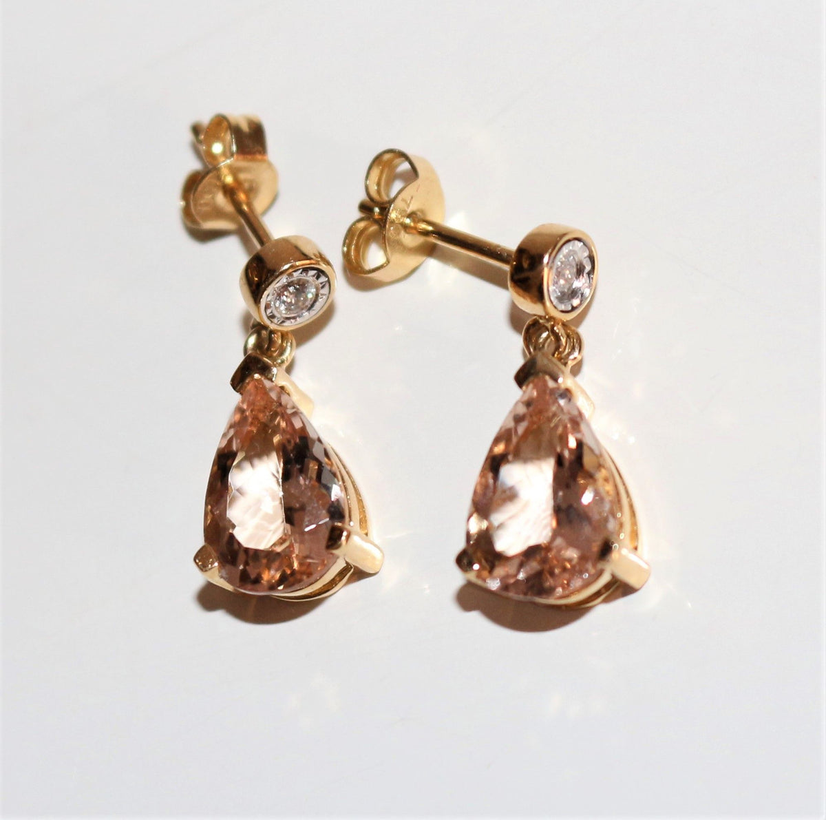 Paire De Boucles d'Oreilles Morganites Et Diamants
