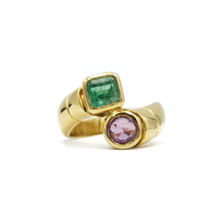 Bague - Or, émeraude & saphir