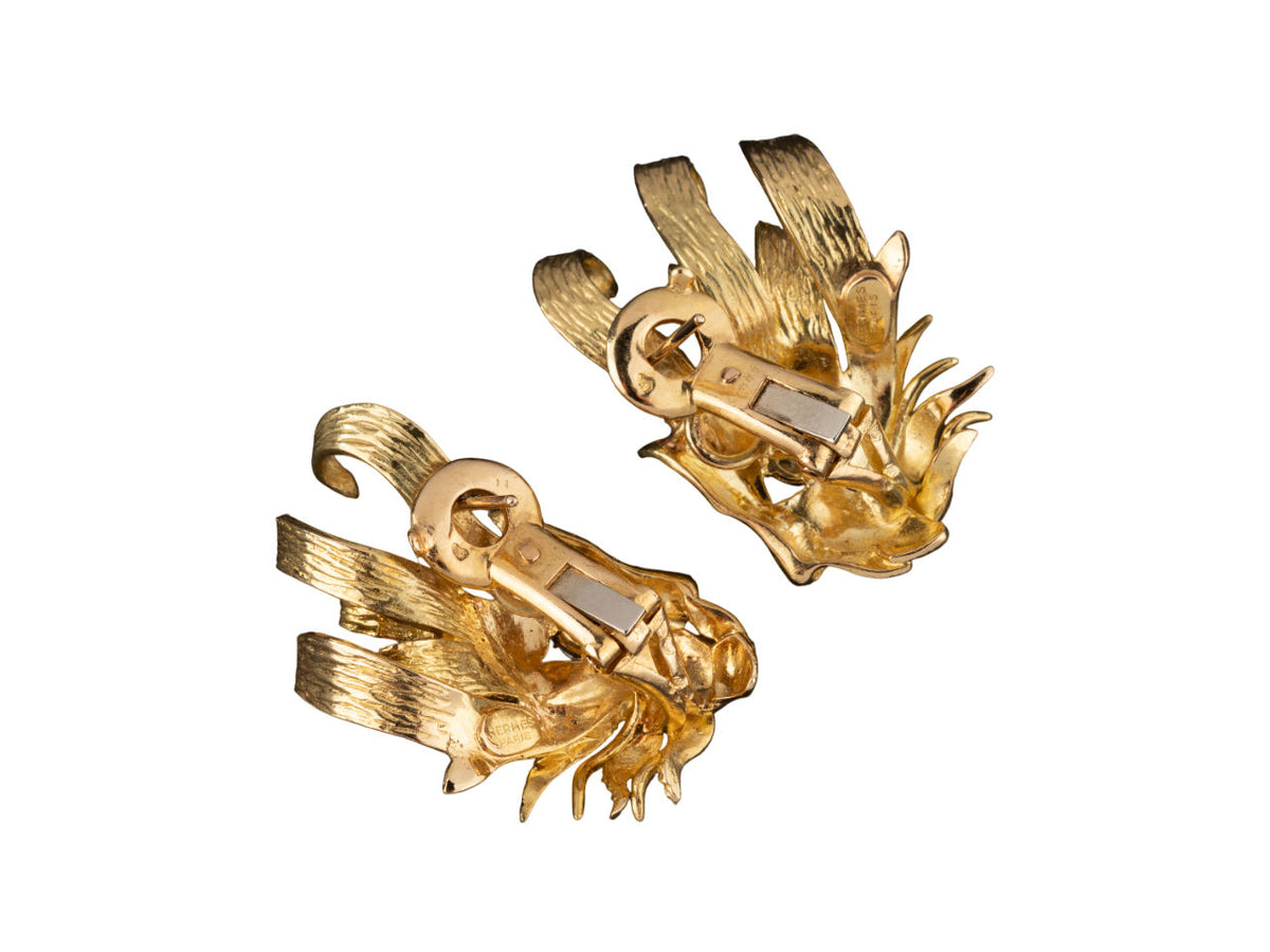 HERMÈS Paire de boucles d'oreilles "Mistigri" en or