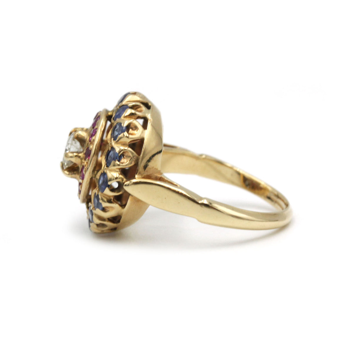 Bague - Or, rubis, saphirs et diamants