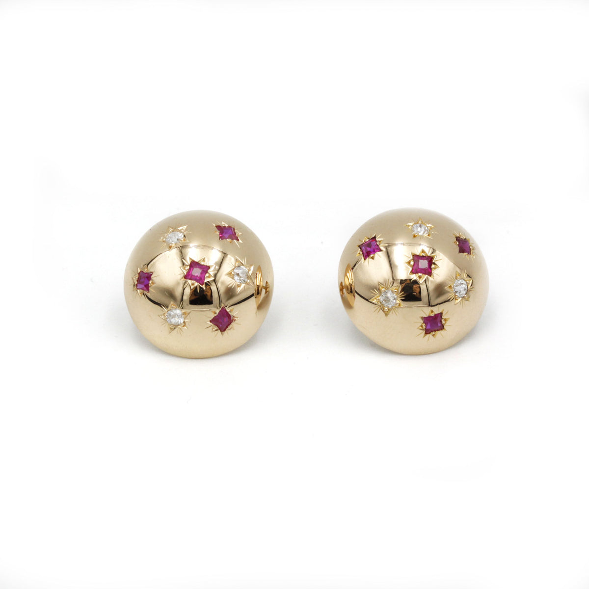 Boucles d'oreilles - Or, Diamants & Rubis