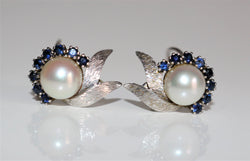 Boucles d'Oreilles Clips Perle Et Saphirs