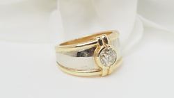 Bague jonc deux tons d'or et diamant