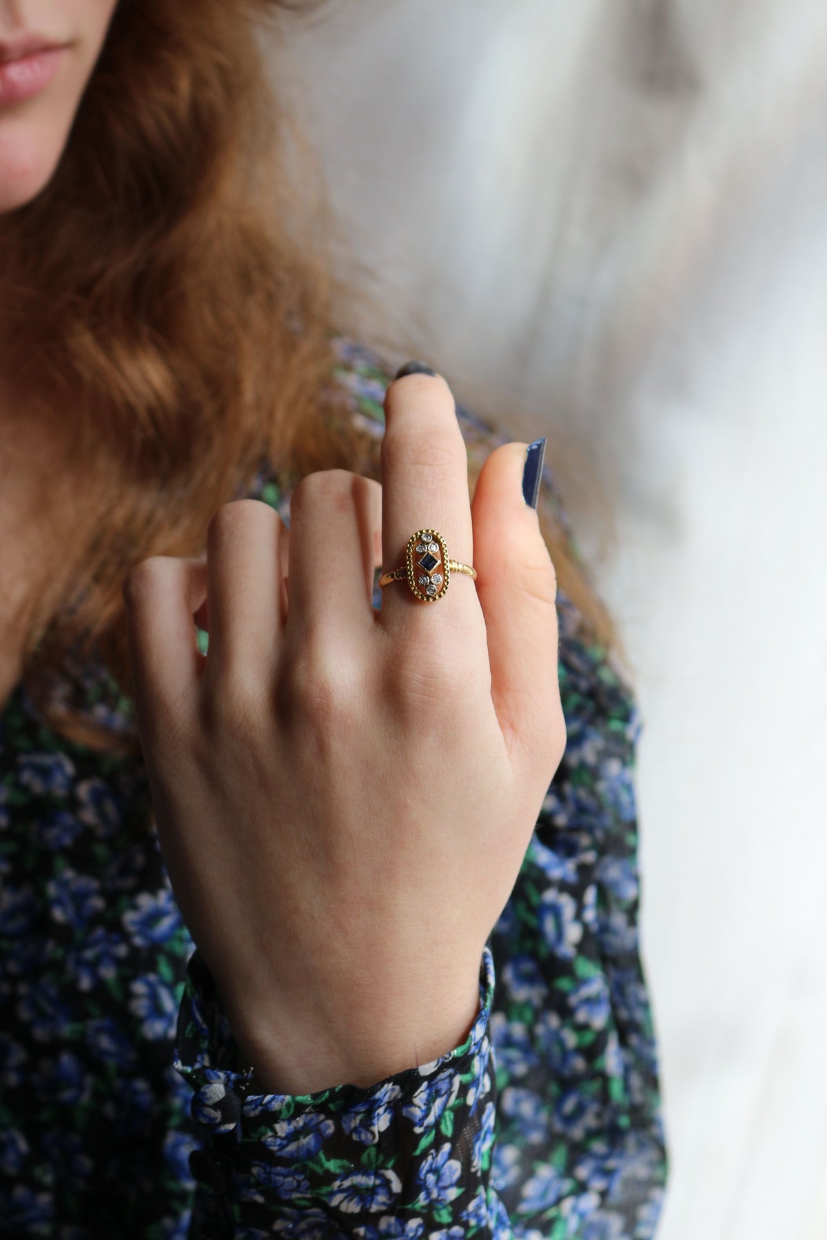 Bague Ovale Ajouré Saphir