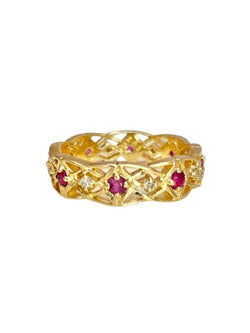 Anneau d'Eternité GIVENCHY, en or 18k, rubis et diamants.