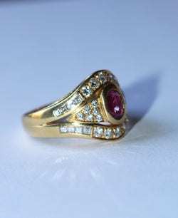 Bague Rubis Diamants Sur Or Jaune