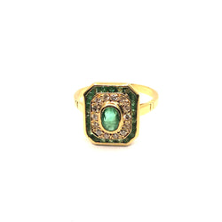 Bague vintage émeraudes diamants