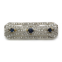 Broche - Or, Platine, Diamants & Saphirs