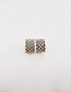 Boucles d'oreilles Pavées en or jaune et blanc et diamants