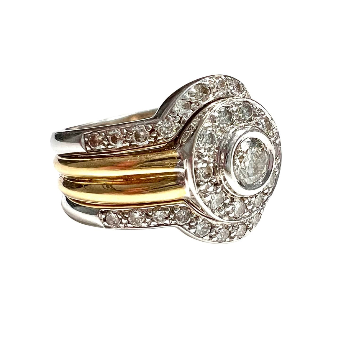 SORTIJA ESTILO CONTEMPORÁNEO SIGLO XX de ORO 18 kts con DIAMANTES