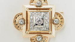 Broche pendentif ancienne en or jaune et diamants