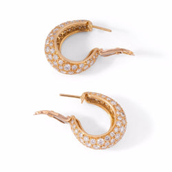 Boucle d'oreilles créoles en or jaune et diamants