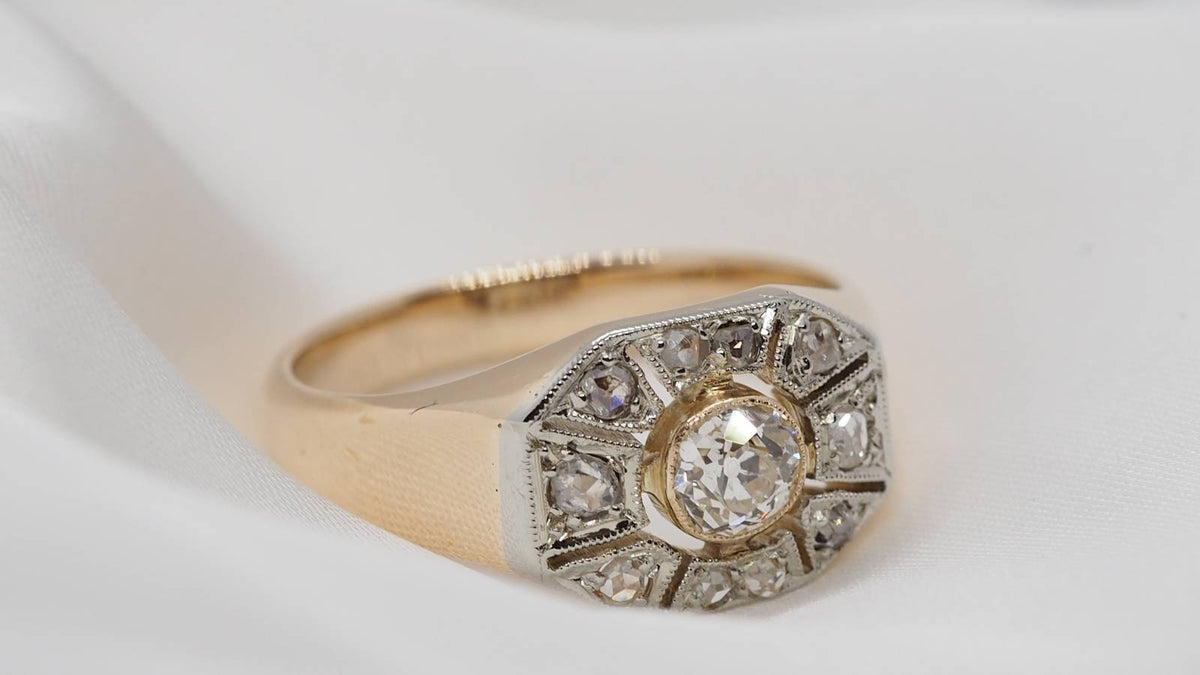 Bague en or bicolore et diamants
