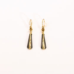 Boucles d'oreilles Dormeuses pendantes en onyx et or jaune