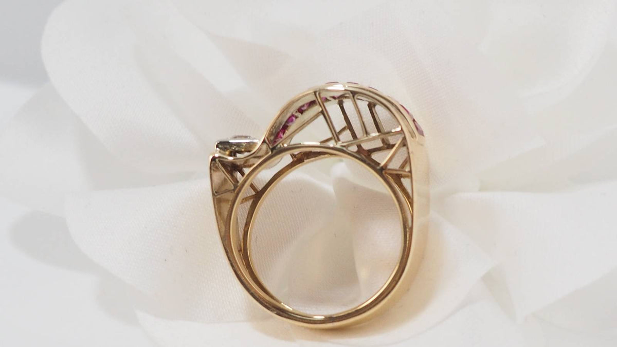 Bague tank en or jaune et diamant