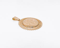Médaille motif floral grand modèle en or rose
