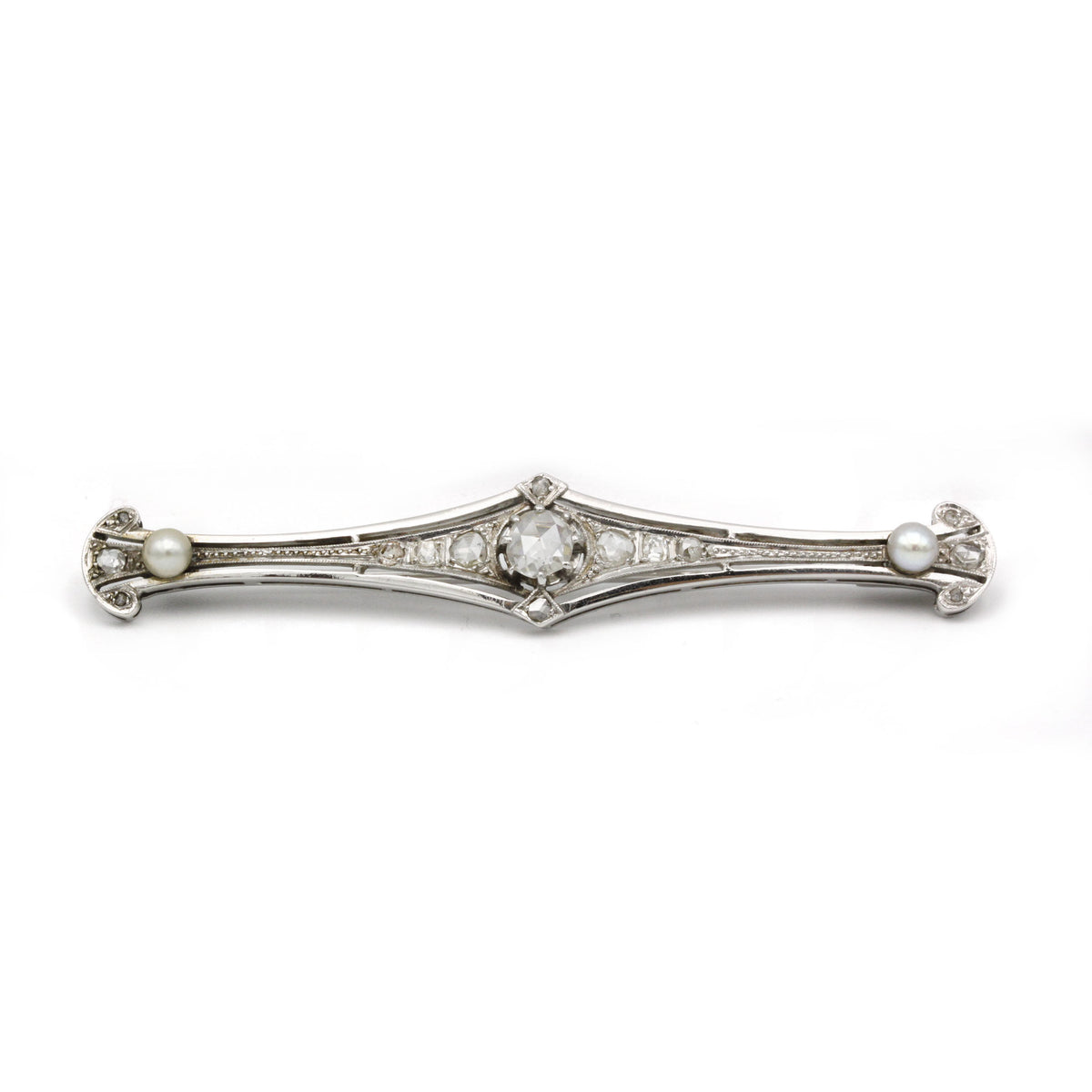 Broche - Or, diamants et perles