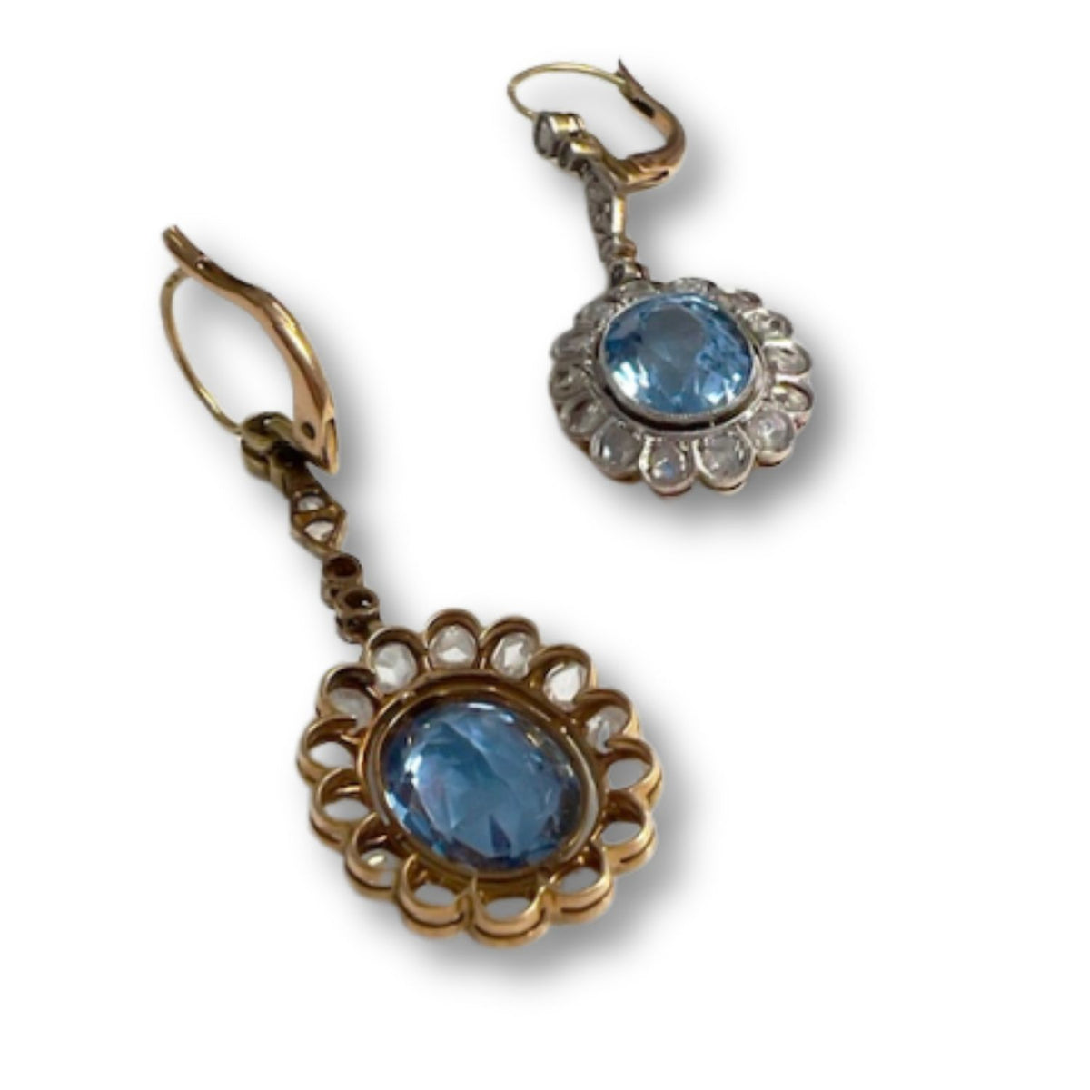 PENDIENTES DISEÑO ART DECO EPOCA 1930-1935 de ORO con VISTAS PLATINO