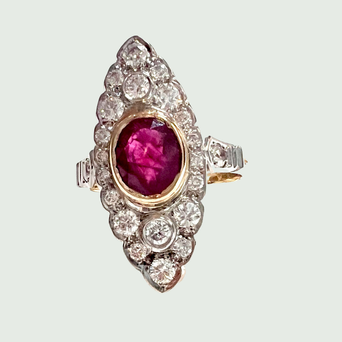 BAGUES EN OR 18kt ART DECO STYLE avec DIAMANTS et RUBIS