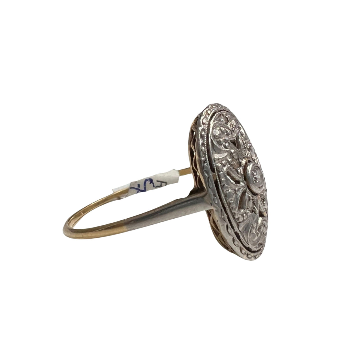 SORTIJA de PLATINO y ORO 18 kts ART DECO AÑOS 1930-35  con DIAMANTES