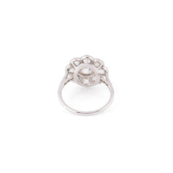 Bague Marguerite Art Déco en platine et diamants